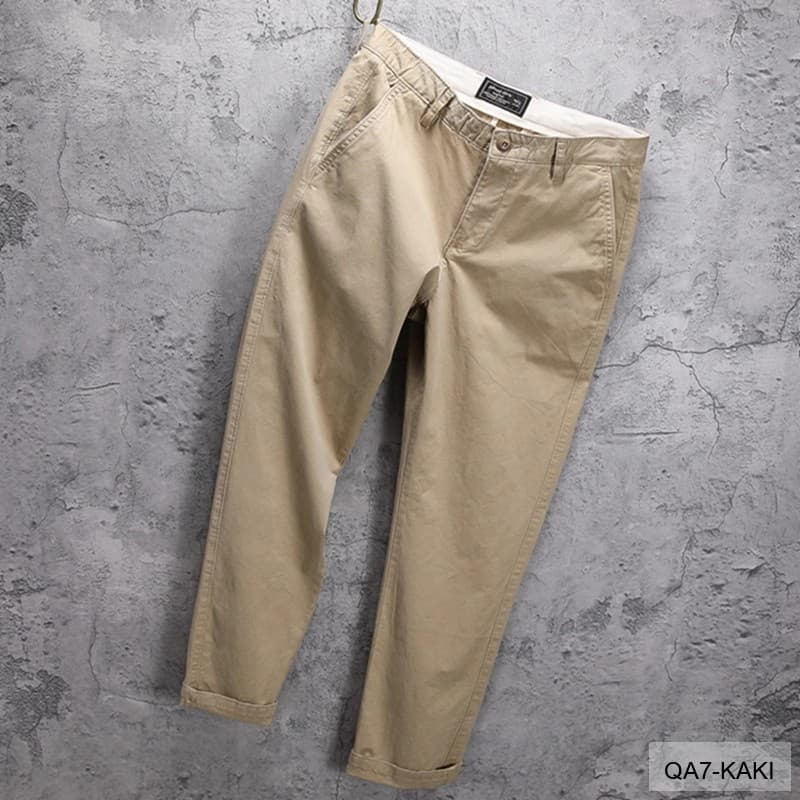 QA7 - Quần Ống Rộng Nam Phong Cách Nhật Bản Cổ Điển, Chất Cotton Mềm Mại, Dễ Phối Đồ 4 Mùa