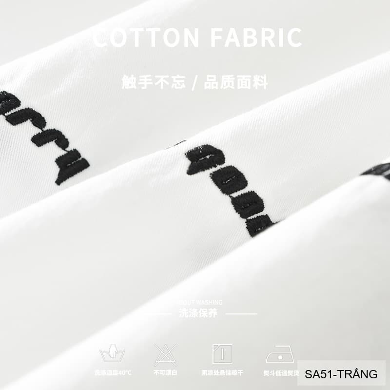 SA51 - Áo Sơ Mi Nam Phong Cách Nhật Bản Thêu Tiếng Anh Tay Dài Thời Trang Đa Năng - ảnh 3