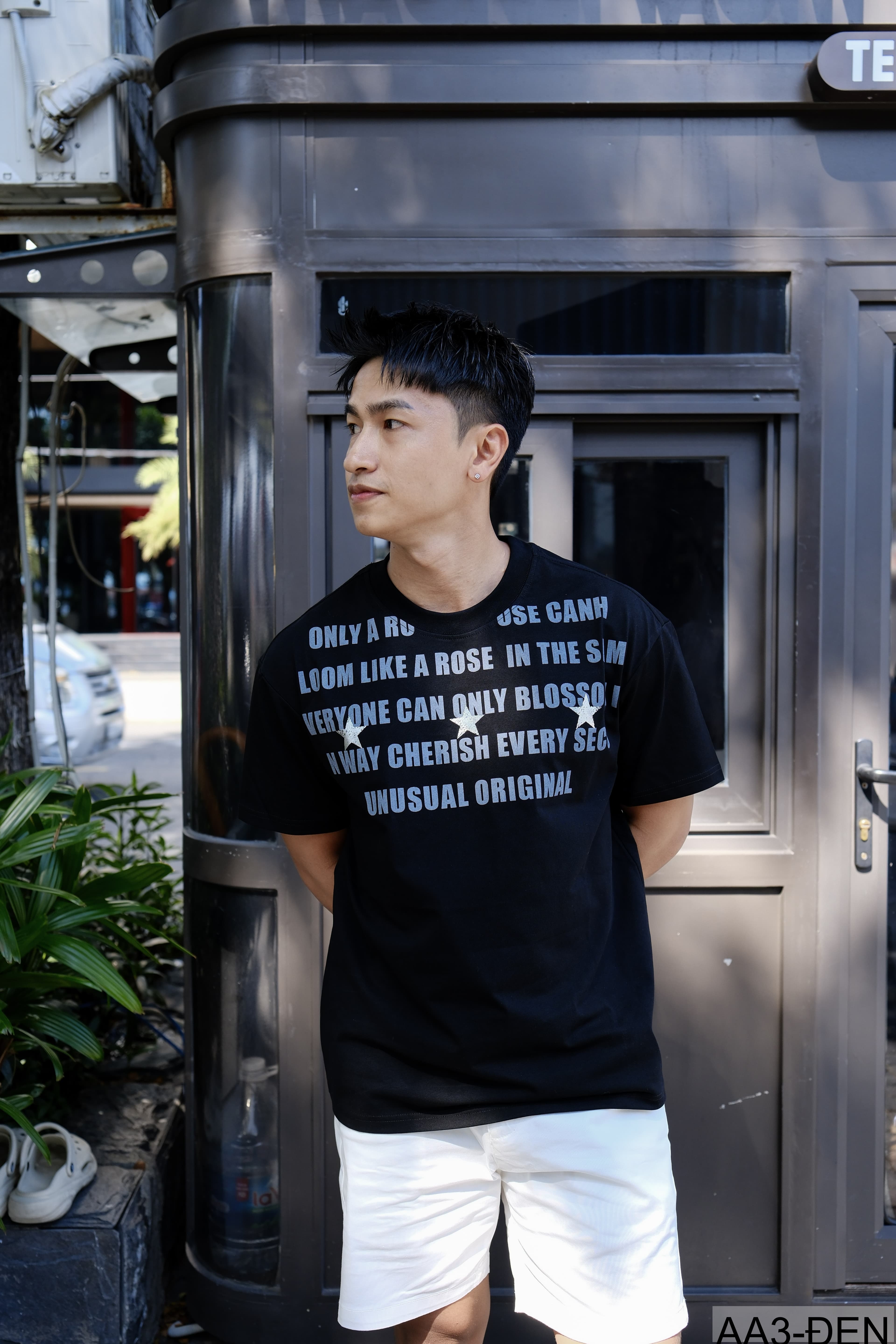 AA3 - Áo thun unisex cổ tròn tay ngắn in chữ retro phong cách streetwear - ảnh 10