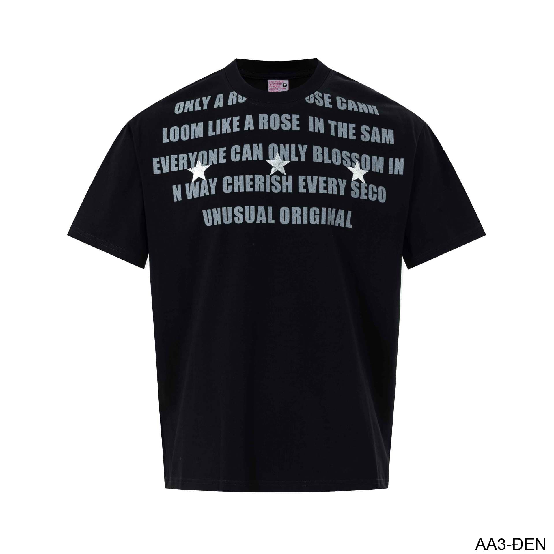 AA3 - Áo thun unisex cổ tròn tay ngắn in chữ retro phong cách streetwear