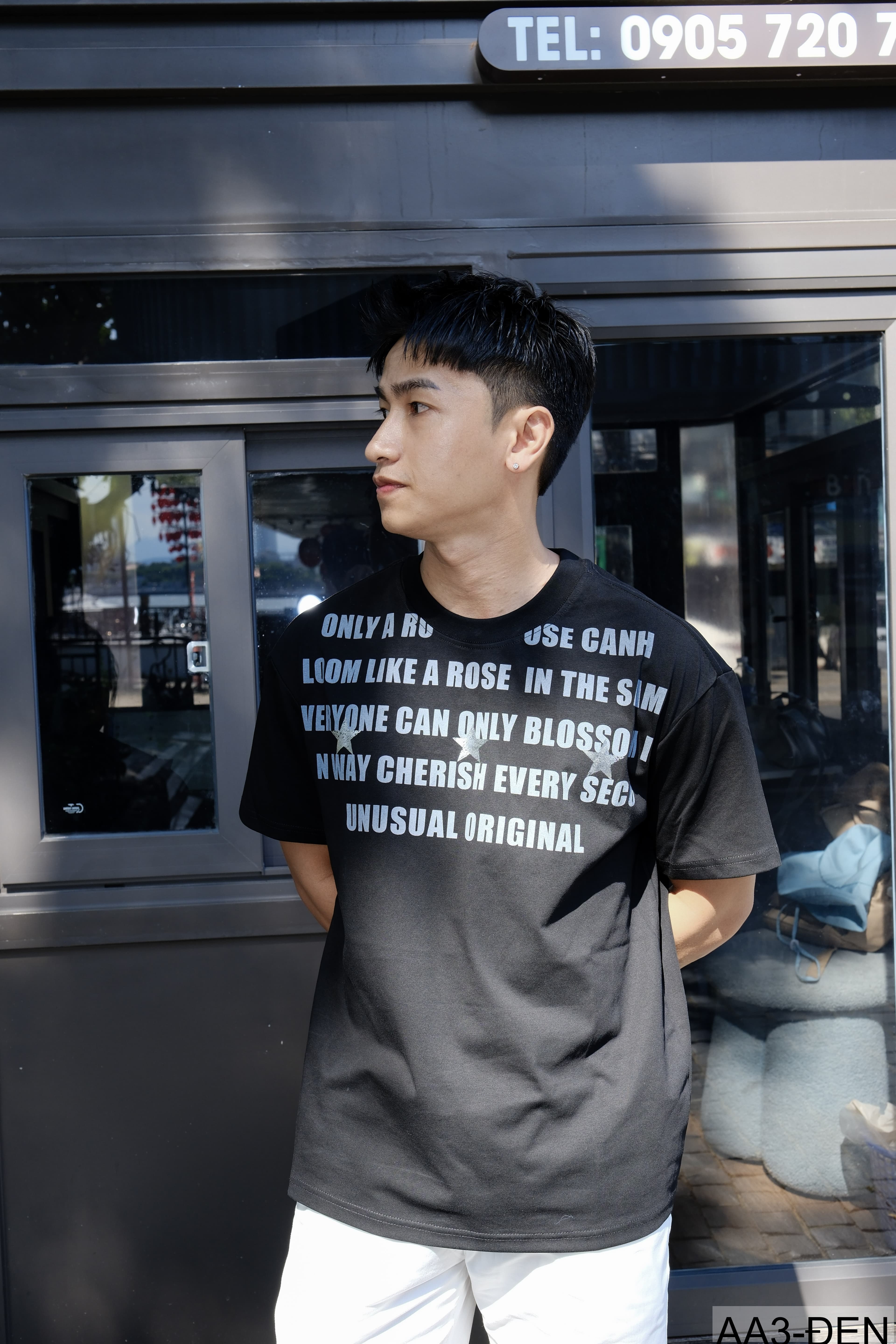 AA3 - Áo thun unisex cổ tròn tay ngắn in chữ retro phong cách streetwear - ảnh 7