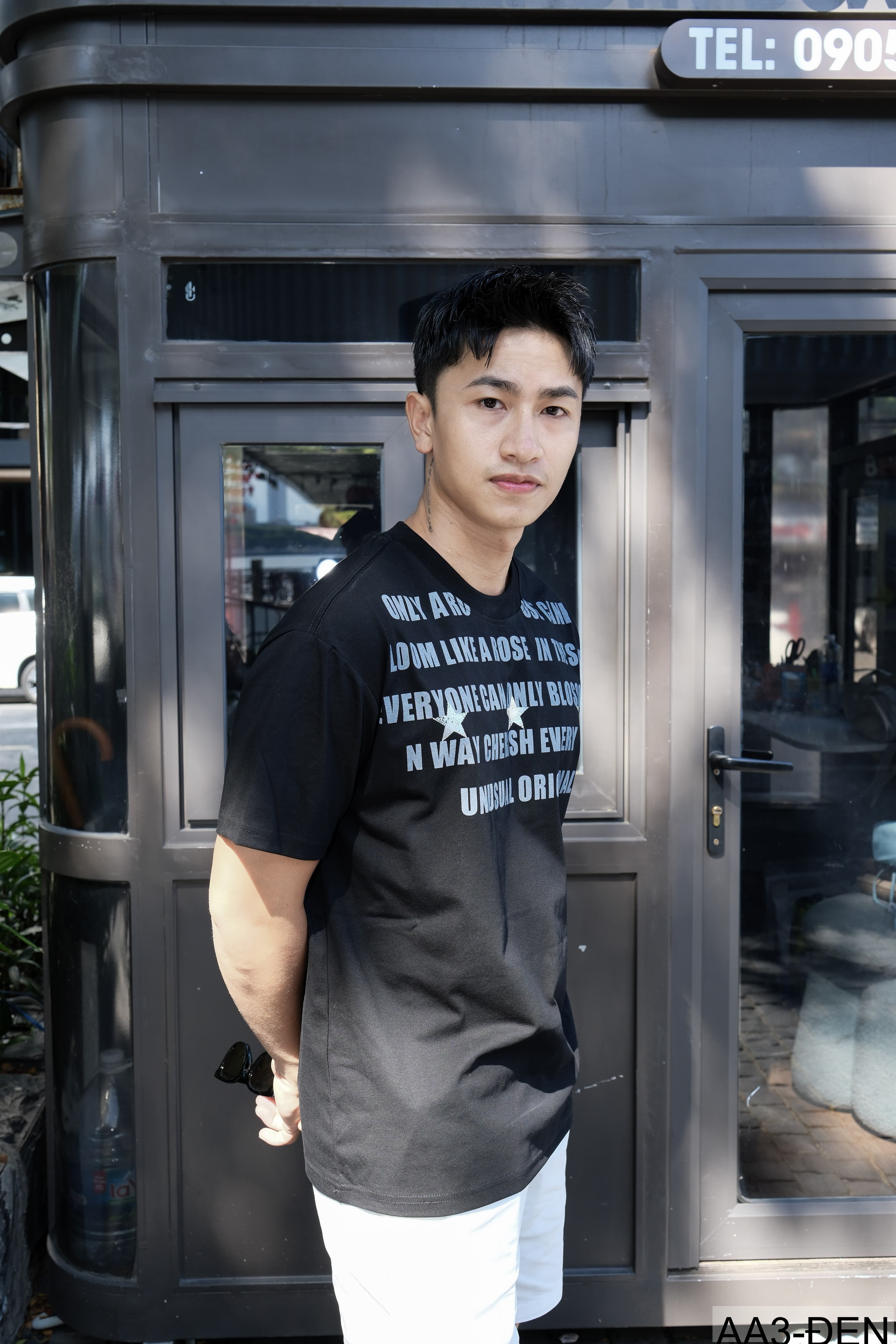 AA3 - Áo thun unisex cổ tròn tay ngắn in chữ retro phong cách streetwear - ảnh 3