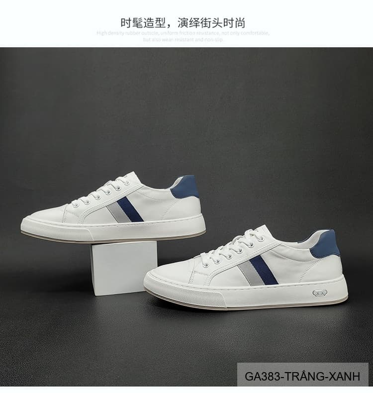 GA383 - Giày sneaker nam trắng phối xanh phong cách Hàn Quốc, đế thấp êm chân - ảnh 13