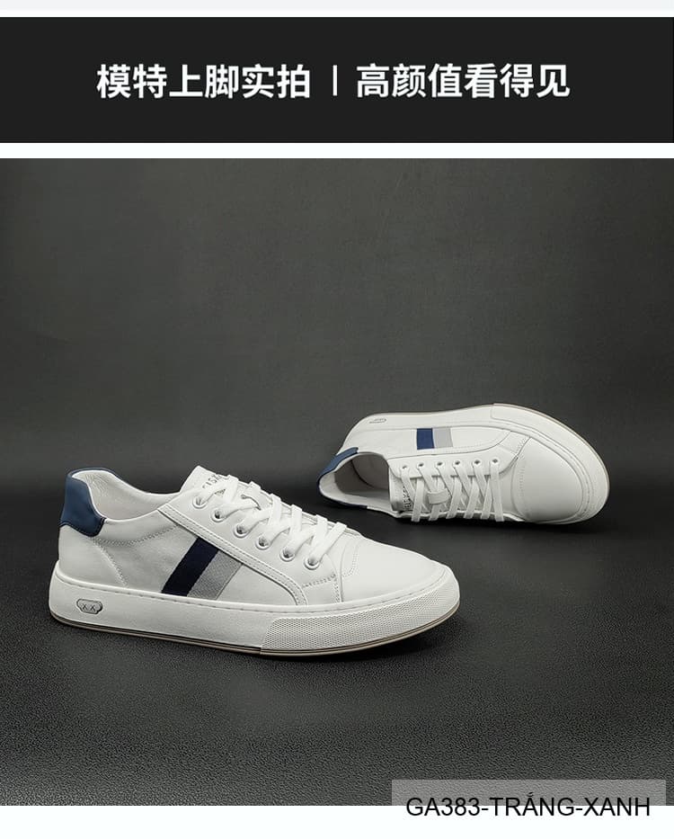 GA383 - Giày sneaker nam trắng phối xanh phong cách Hàn Quốc, đế thấp êm chân - ảnh 7