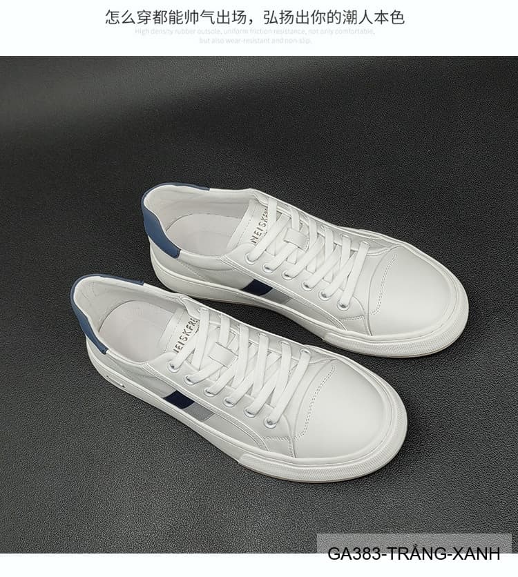 GA383 - Giày sneaker nam trắng phối xanh phong cách Hàn Quốc, đế thấp êm chân - ảnh 14