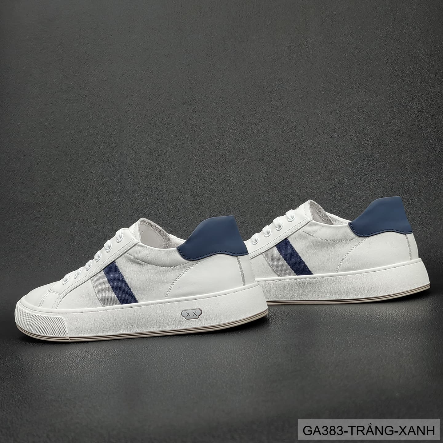 GA383 - Giày sneaker nam trắng phối xanh phong cách Hàn Quốc, đế thấp êm chân - ảnh 4