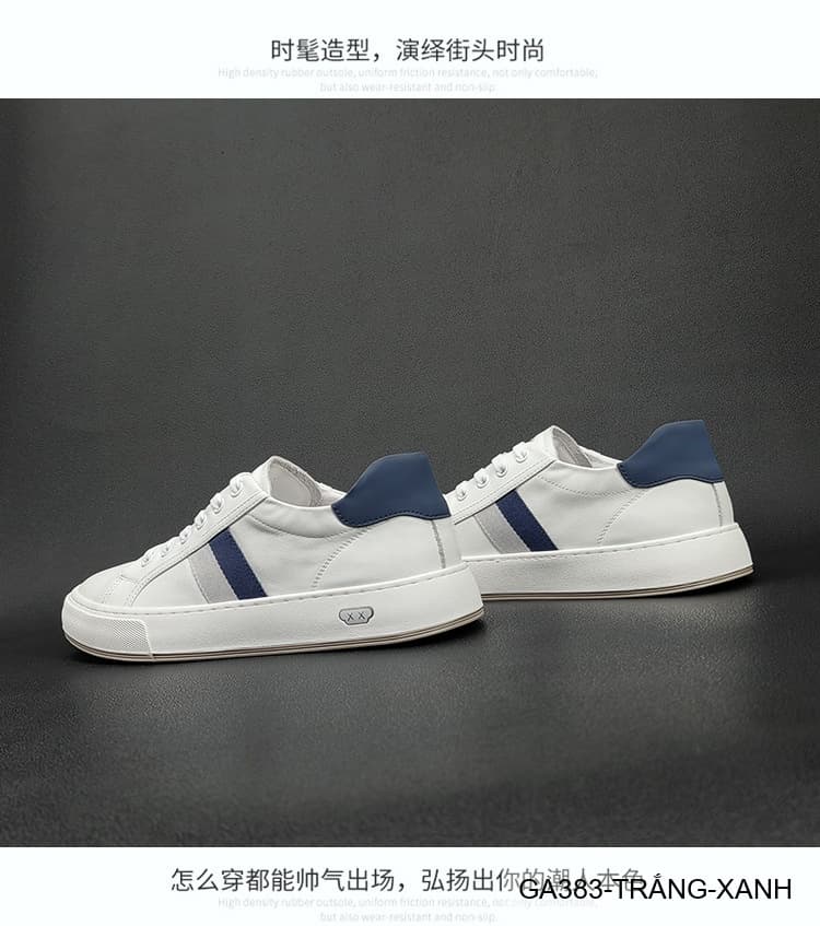 GA383 - Giày sneaker nam trắng phối xanh phong cách Hàn Quốc, đế thấp êm chân - ảnh 8