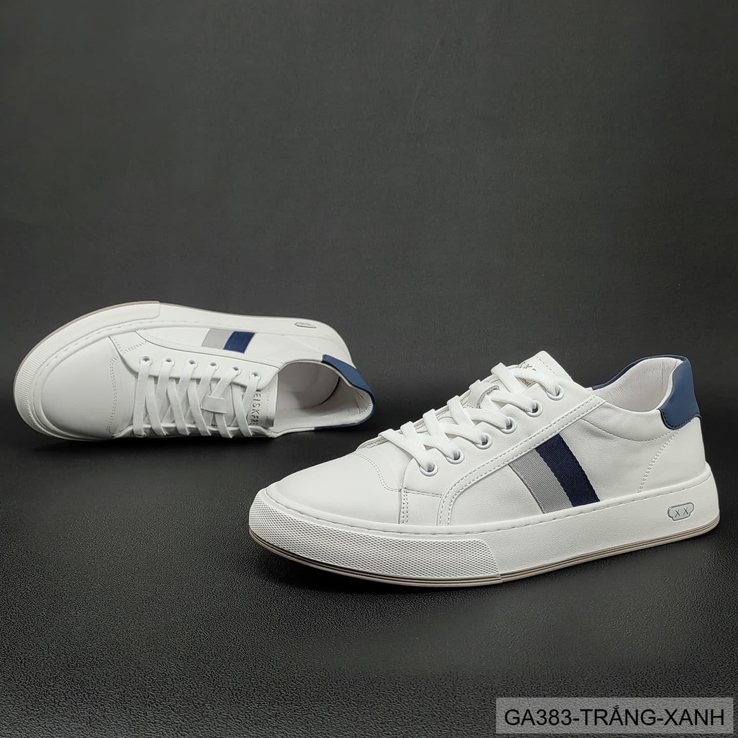 GA383 - Giày sneaker nam trắng phối xanh phong cách Hàn Quốc, đế thấp êm chân - ảnh 2