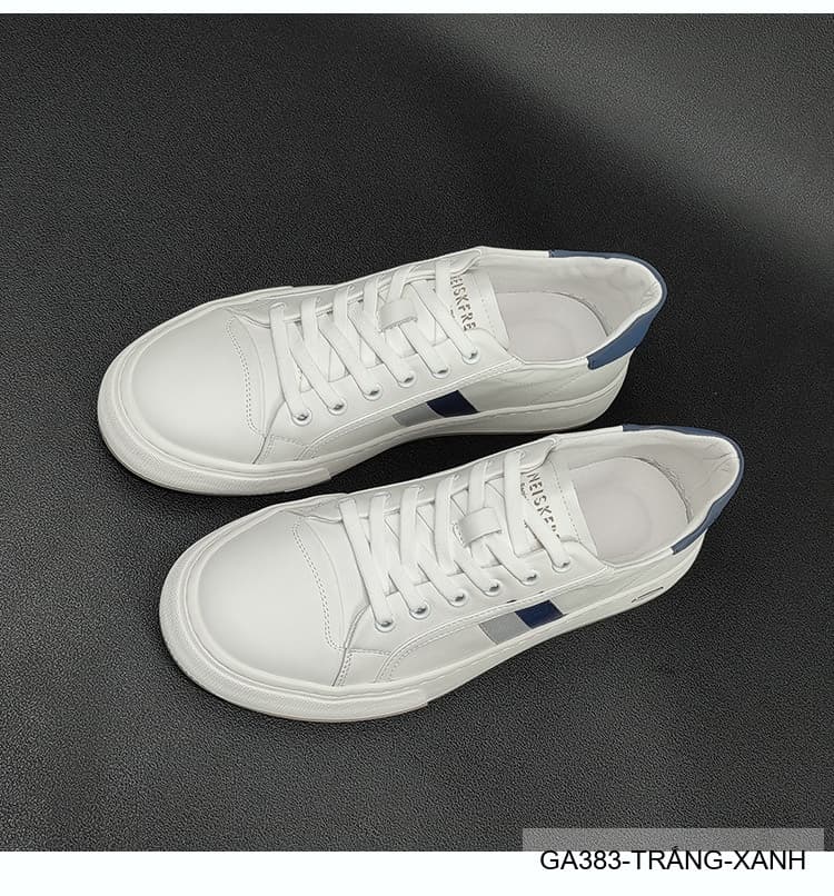 GA383 - Giày sneaker nam trắng phối xanh phong cách Hàn Quốc, đế thấp êm chân - ảnh 12