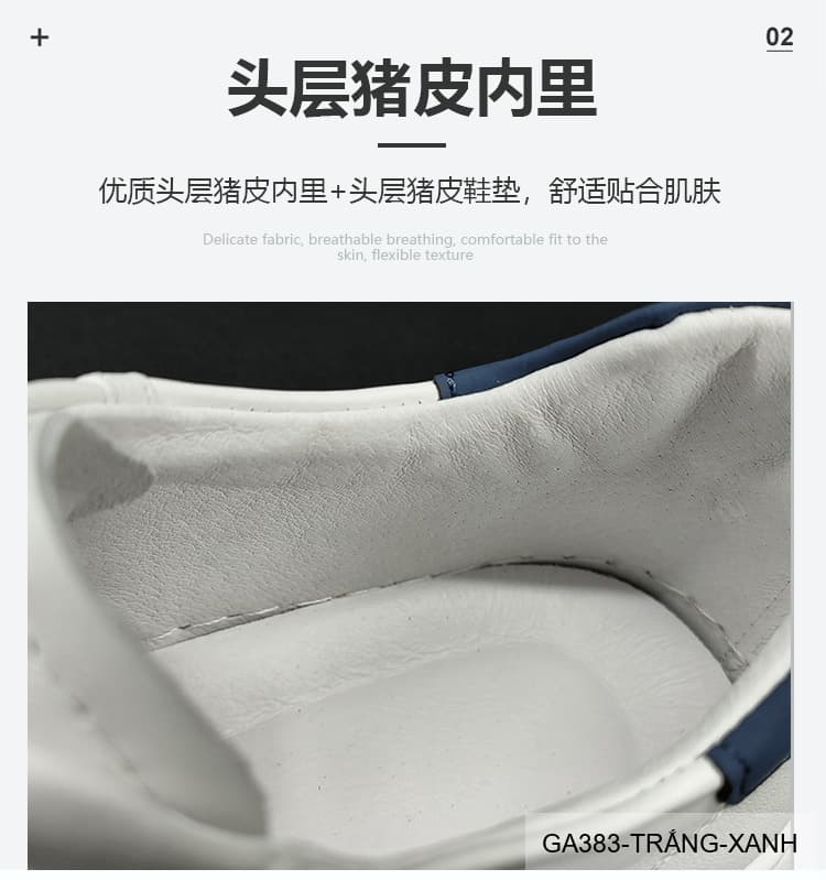 GA383 - Giày sneaker nam trắng phối xanh phong cách Hàn Quốc, đế thấp êm chân - ảnh 21