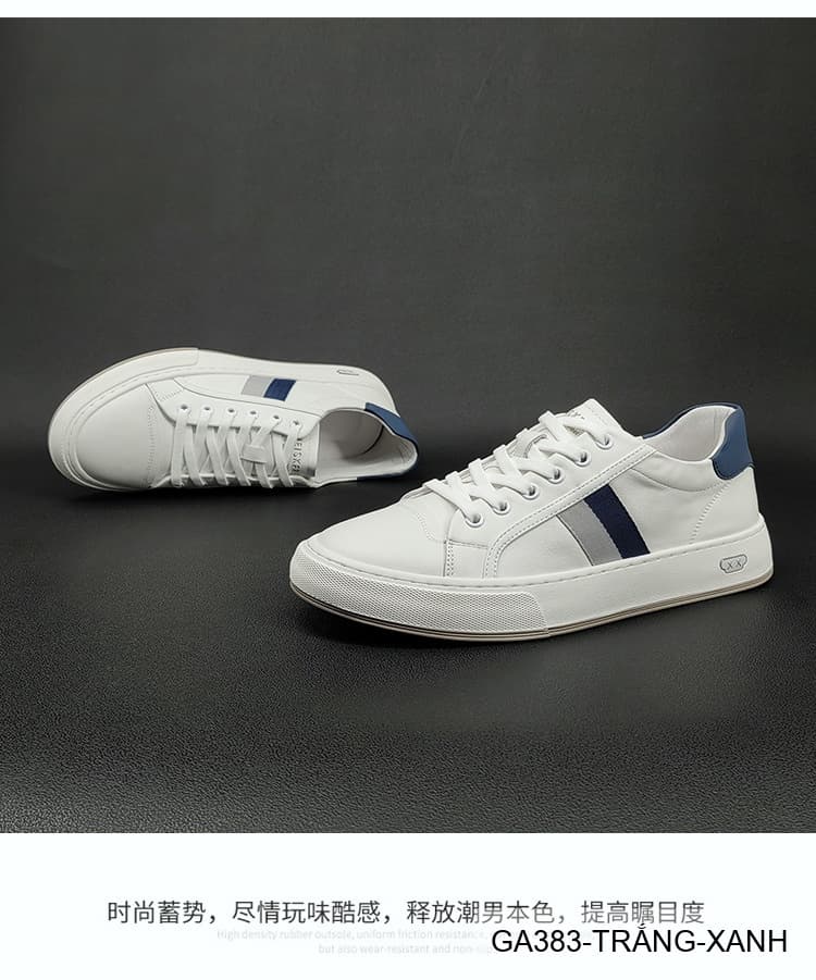 GA383 - Giày sneaker nam trắng phối xanh phong cách Hàn Quốc, đế thấp êm chân - ảnh 11
