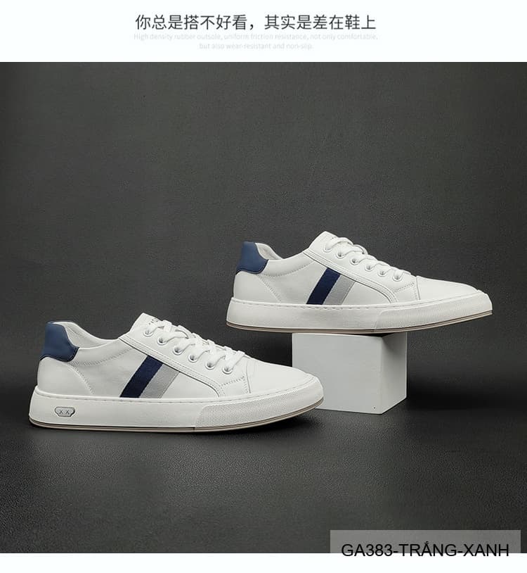GA383 - Giày sneaker nam trắng phối xanh phong cách Hàn Quốc, đế thấp êm chân - ảnh 15