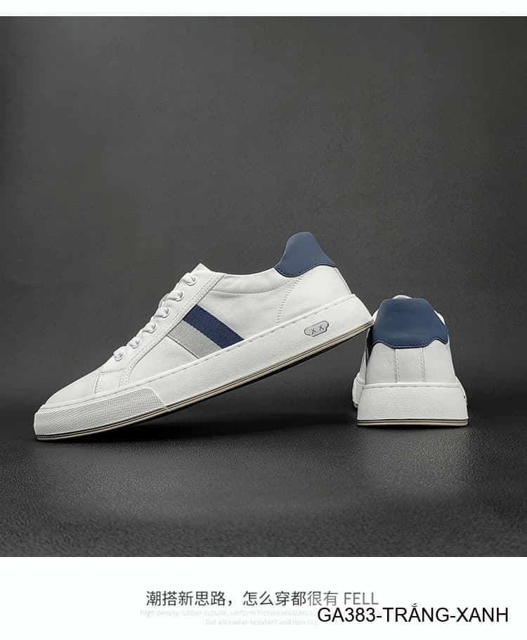 GA383 - Giày sneaker nam trắng phối xanh phong cách Hàn Quốc, đế thấp êm chân - ảnh 10