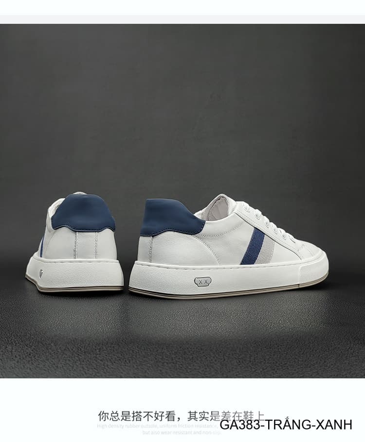 GA383 - Giày sneaker nam trắng phối xanh phong cách Hàn Quốc, đế thấp êm chân - ảnh 9