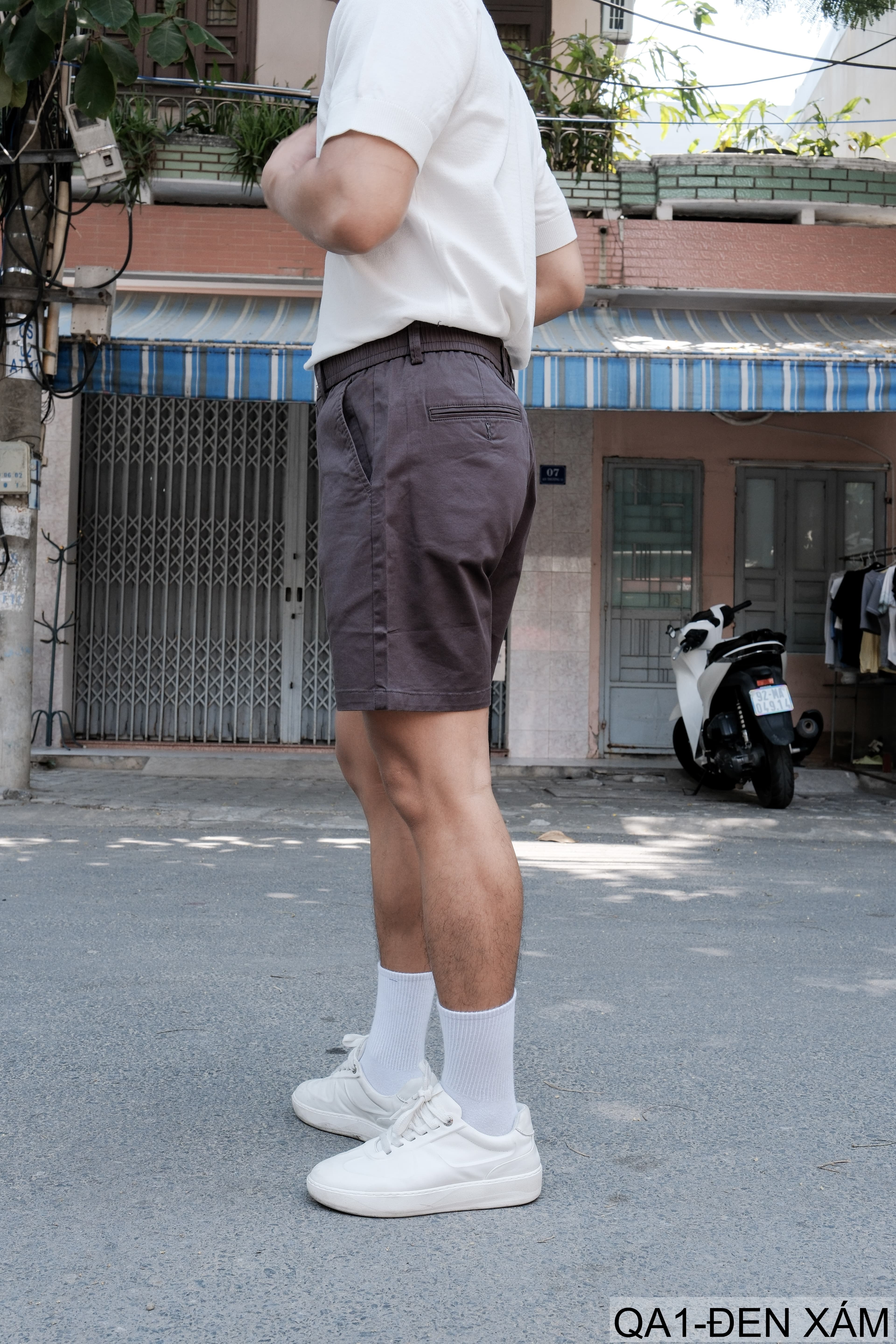 QA1 - Quần short nam ống rộng co giãn, chất cotton thoáng mát, phong cách Nhật Bản mùa hè - ảnh 2