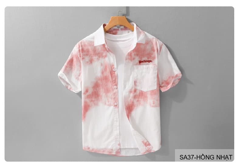 SA37 - Áo sơ mi nam tay ngắn cổ lật in hoa tie-dye phong cách Hàn Quốc mùa hè - ảnh 7