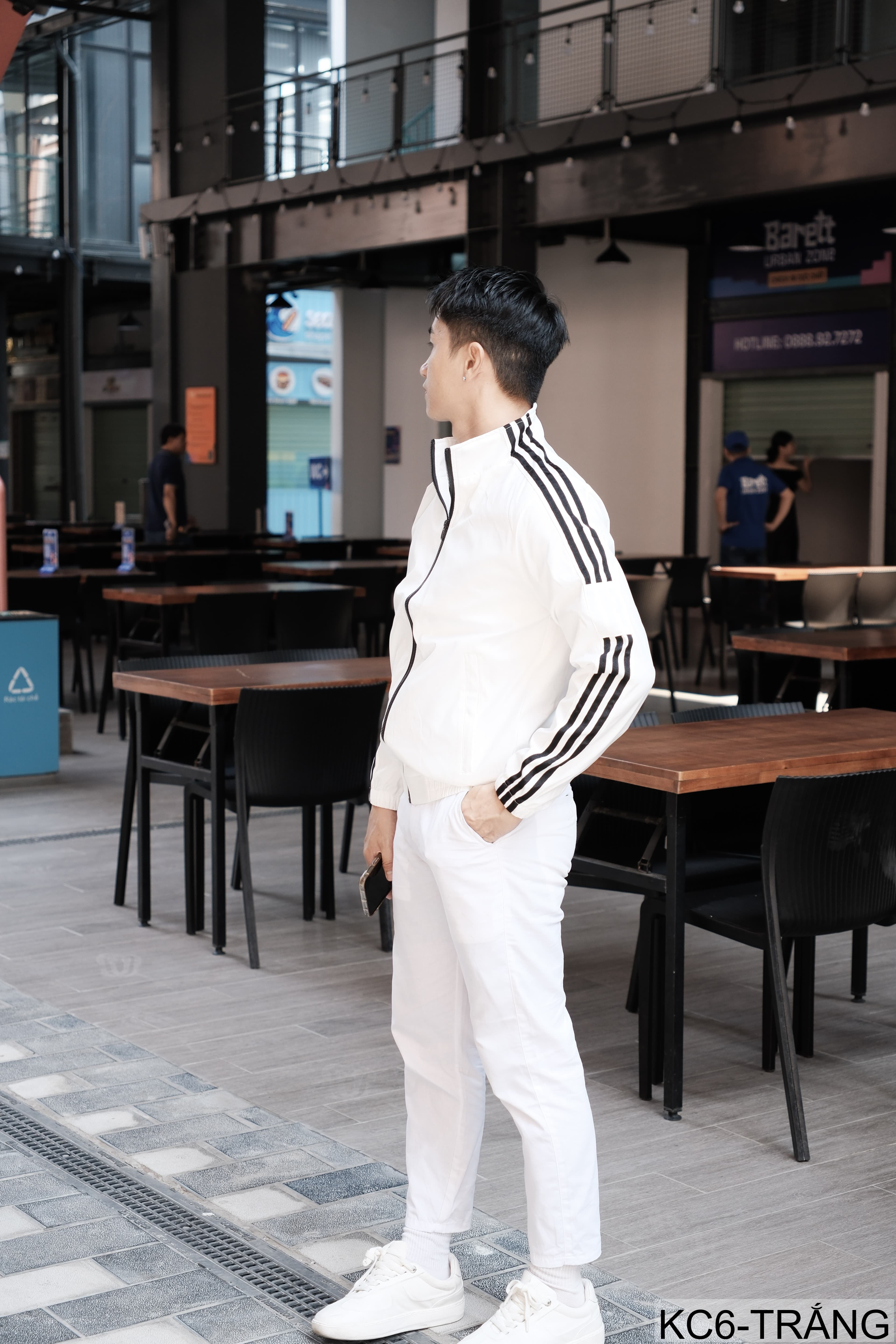 KC6 - Áo khoác nam thể thao cổ đứng tay dài chống mài mòn, thoáng khí, 3 màu trắng xanh lá đen - ảnh 8