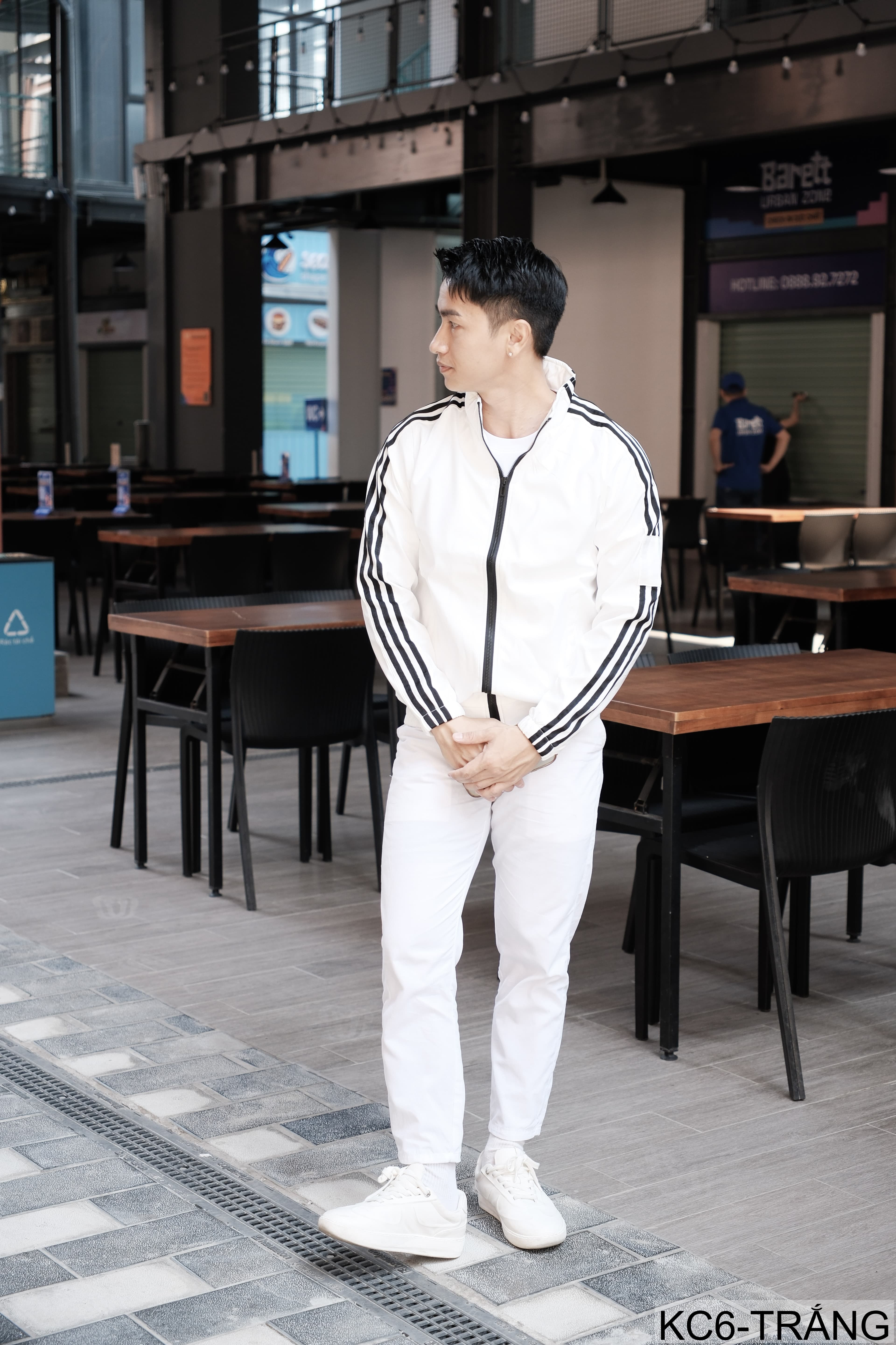 KC6 - Áo khoác nam thể thao cổ đứng tay dài chống mài mòn, thoáng khí, 3 màu trắng xanh lá đen - ảnh 10