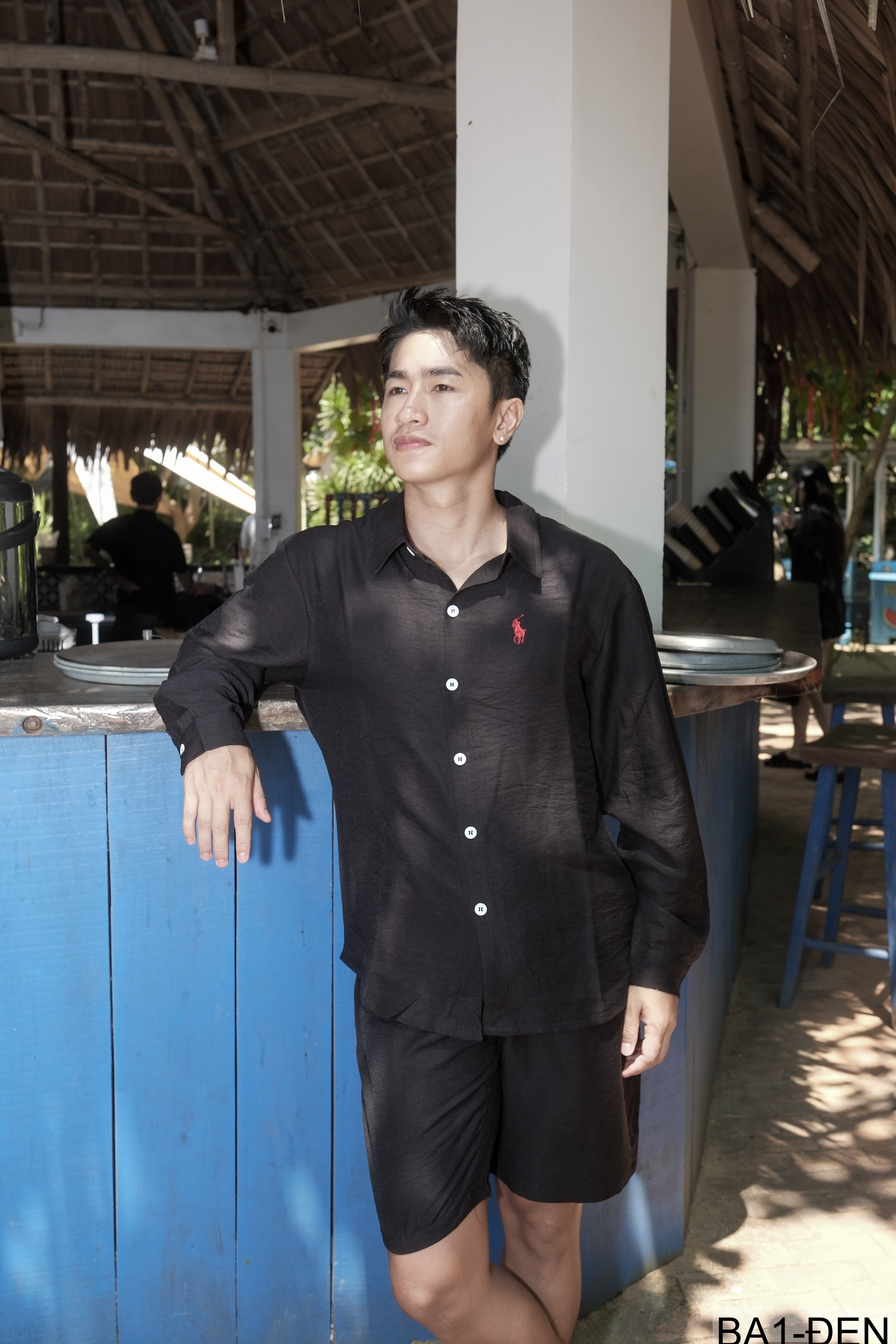 BA1 - Áo sơ mi nam dài tay mùa hè form rộng, chất polyester thoáng mát, phong cách thanh lịch năng động
