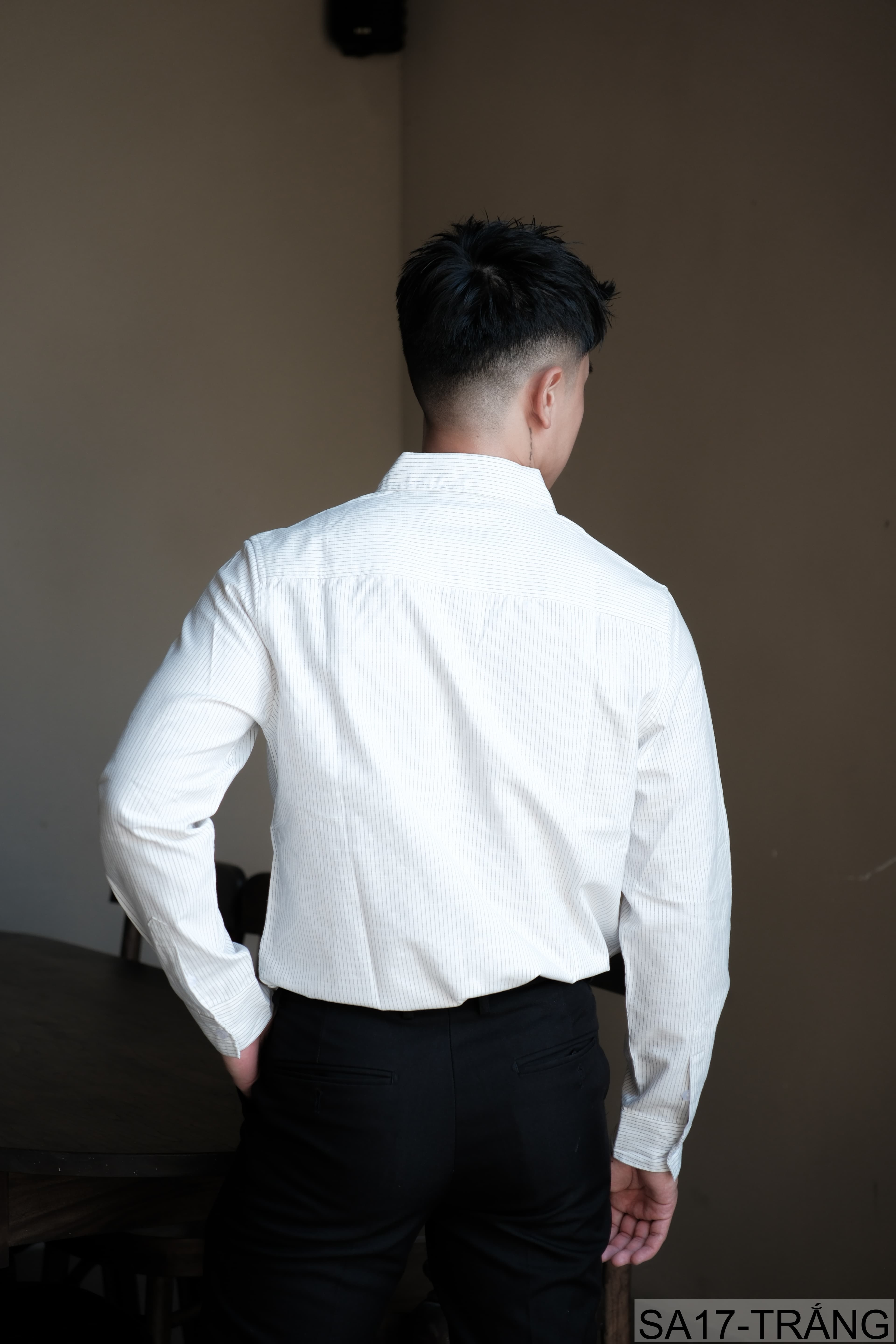 SA17 - Áo sơ mi nam dài tay thêu họa tiết mèo, form rộng, chất cotton 100%, phối sọc thời thượng - ảnh 5