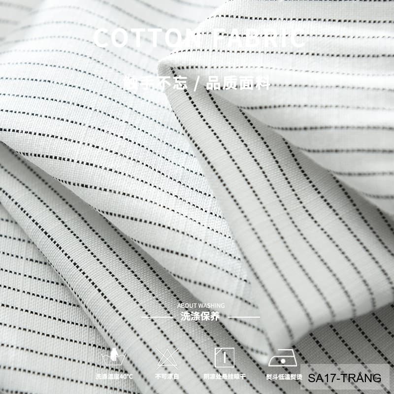 SA17 - Áo sơ mi nam dài tay thêu họa tiết mèo, form rộng, chất cotton 100%, phối sọc thời thượng - ảnh 8
