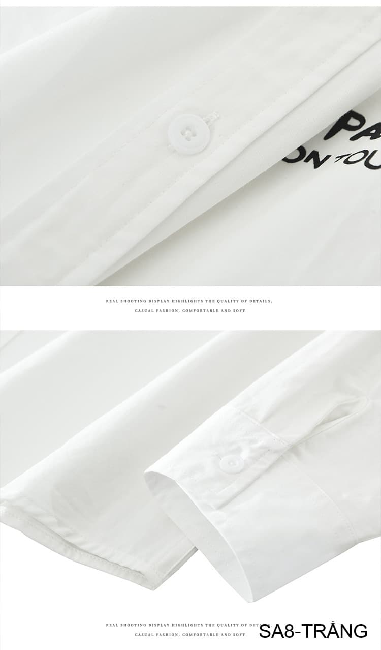 SA8 - Áo sơ mi nam dài tay phong cách, in chữ cá tính, chất cotton mềm mại, dáng rộng thoải mái - ảnh 9
