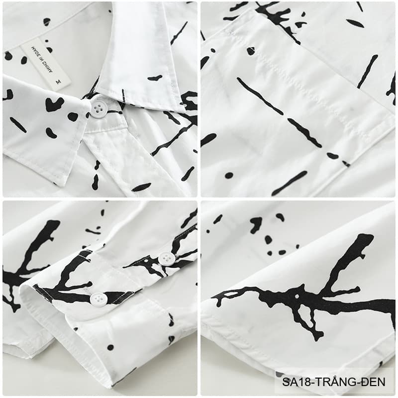 SA18 - Áo Sơ Mi Nam Tay Dài Phong Cách Nhật Bản In Hình Nghệ Thuật Dáng Rộng - ảnh 7