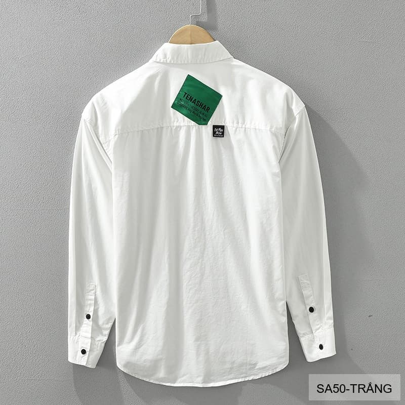 SA50 - Áo Sơ Mi Nam Dài Tay In Chữ Phong Cách Nhật Bản, Chất Cotton Mềm Mại, Phù Hợp Mặc Hàng Ngày - ảnh 3