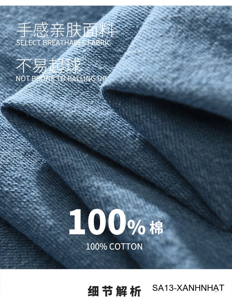 SA13 - Áo sơ mi nam dài tay phong cách Nhật, chất cotton mềm, form rộng thoải mái, 3 màu xanh nhạt/xanh đậm/đen - ảnh 11