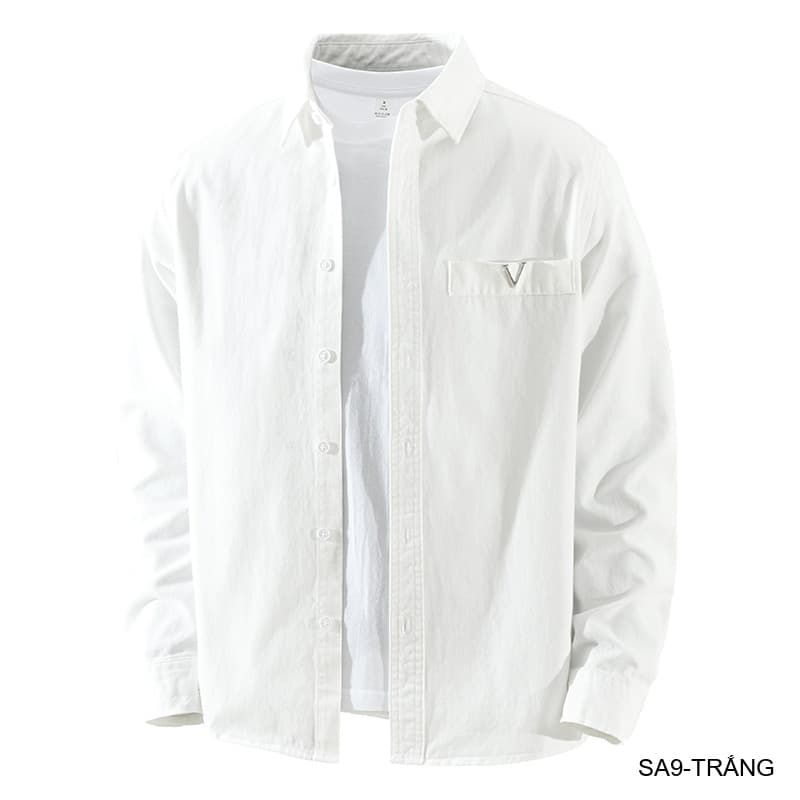 SA9 - Áo sơ mi nam dài tay phong cách Nhật Bản, chất cotton mềm mại, form rộng thoải mái