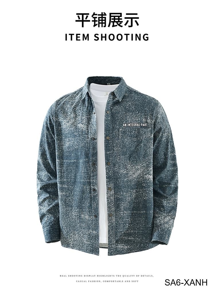 SA6 - Áo sơ mi nam tay dài họa tiết vintage phong cách streetwear, form rộng thoải mái - ảnh 11
