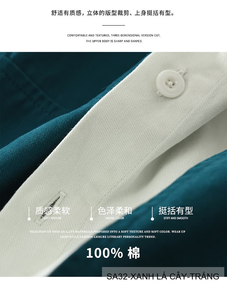 SA32 - Áo sơ mi nam phối màu tay ngắn phong cách Hàn Quốc, chất cotton , dáng lỏng thoải mái - ảnh 8