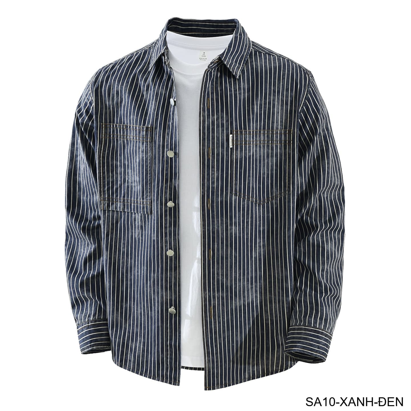 SA10 - Áo sơ mi nam dài tay sọc dọc phong cách Nhật Bản, chất cotton mềm mại, form rộng thoải mái