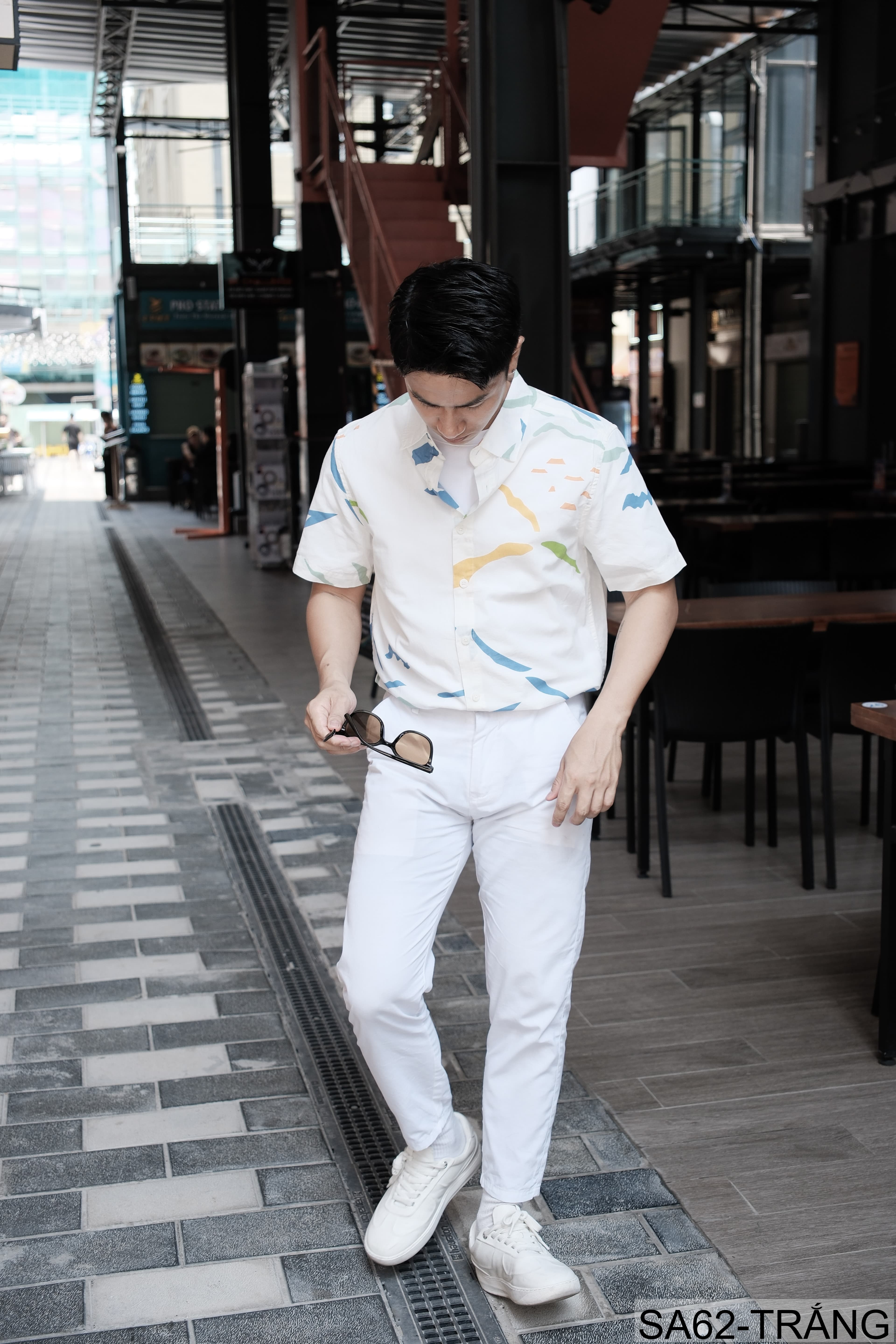 SA62 - Áo Sơ Mi Nam Tay Ngắn Phong Cách Nhật Bản In Hình Nghệ Thuật Chất Cotton Thoáng Mát - ảnh 6