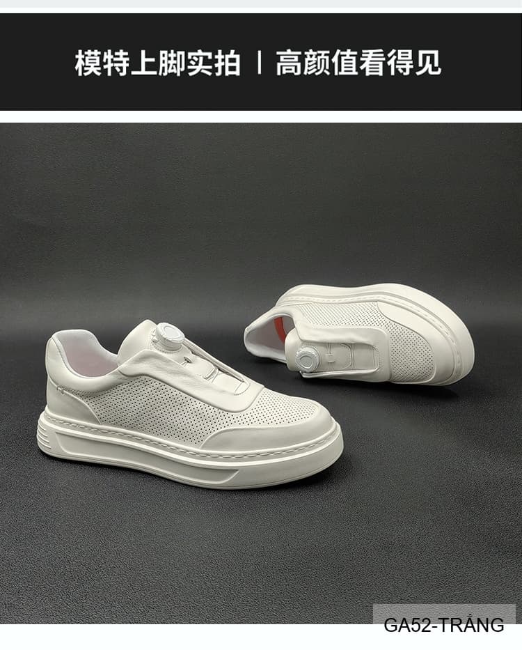 GA52 - Giày Sneaker Nam Đế Dày Tăng Chiều Cao Phong Cách Thể Thao Mùa Hè Trắng - ảnh 6