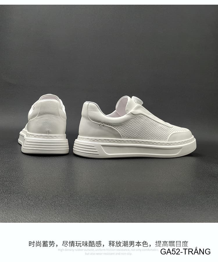 GA52 - Giày Sneaker Nam Đế Dày Tăng Chiều Cao Phong Cách Thể Thao Mùa Hè Trắng - ảnh 10