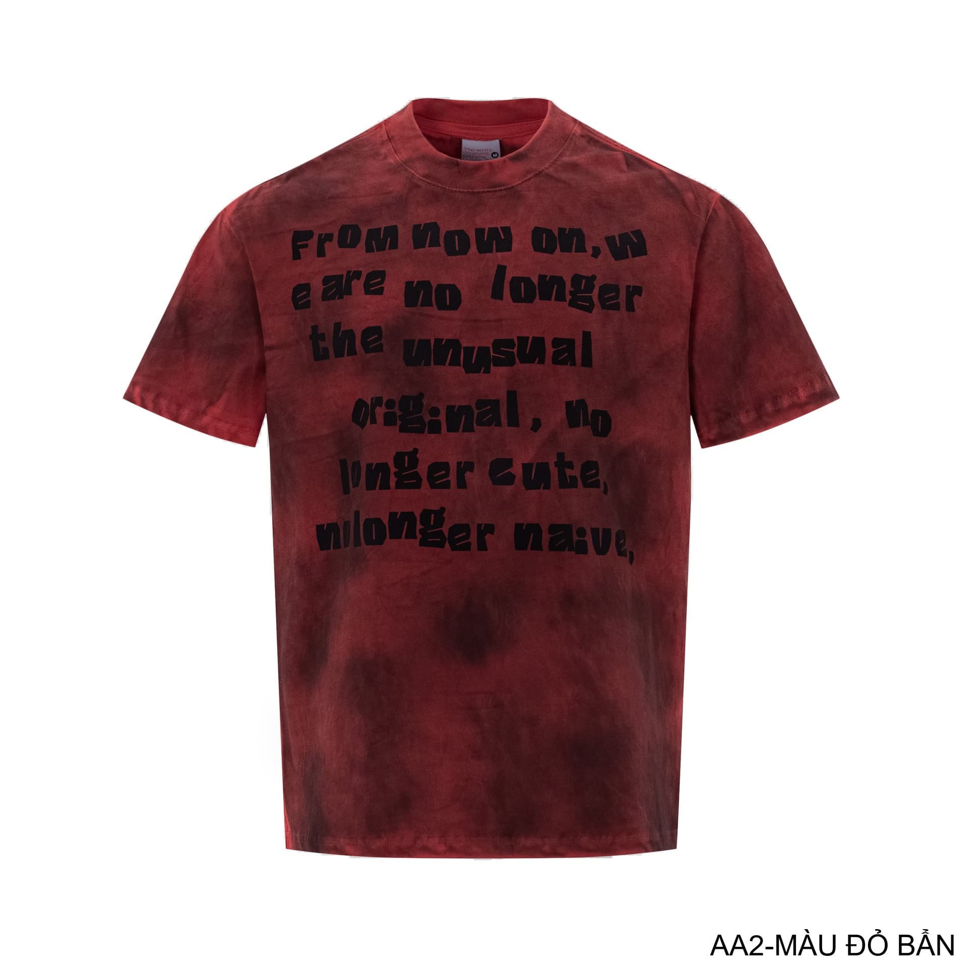 AA2 - Áo thun nam cổ tròn tay ngắn phong cách retro streetwear, chất cotton mềm, dáng rộng, màu Xanh Bẩn & Đỏ Bẩn