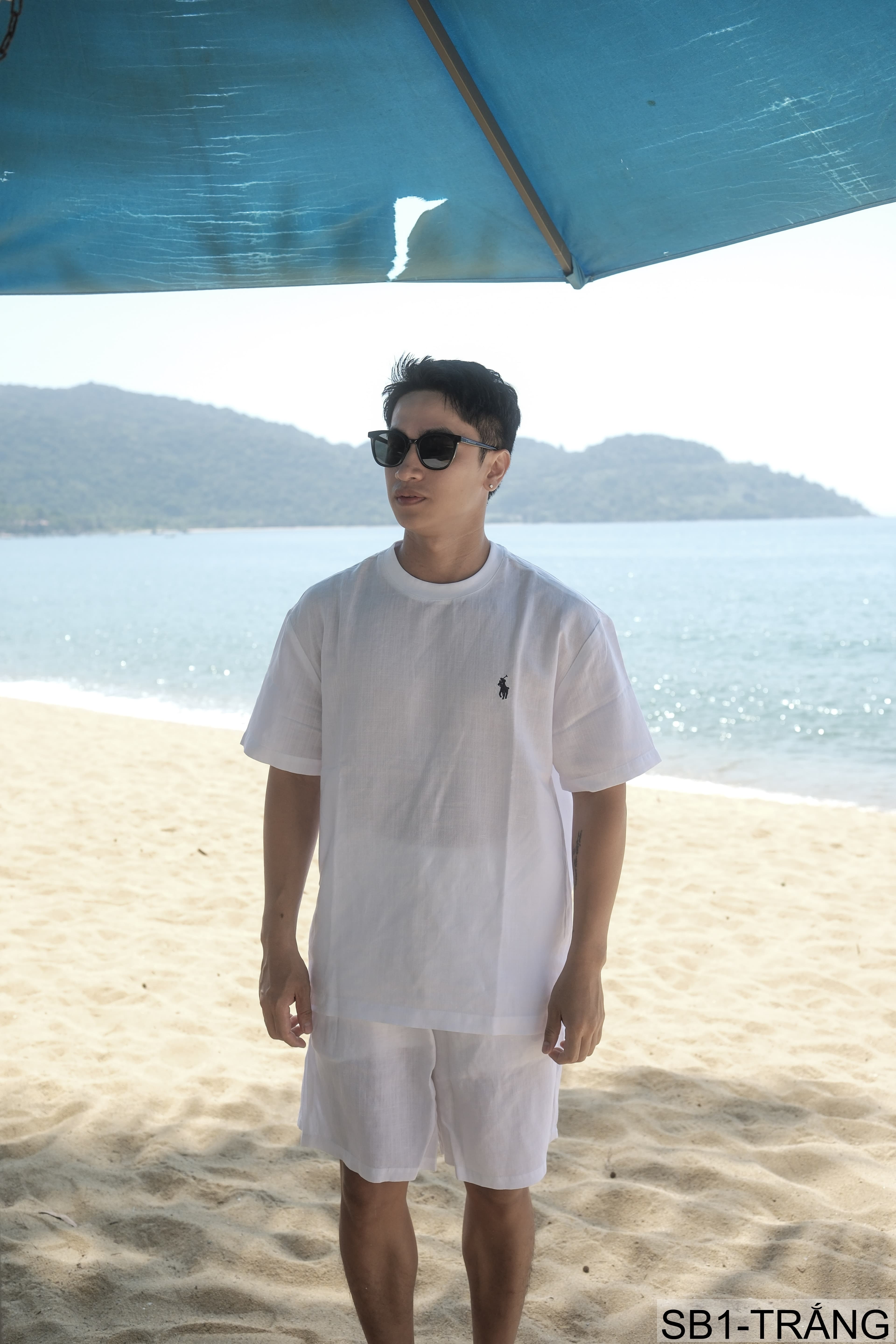 SB1 - Bộ đồ nam mùa hè chất liệu Tencel & linen mát lạnh, phong cách Mỹ cổ điển, áo thun tay ngắn + quần short - ảnh 6