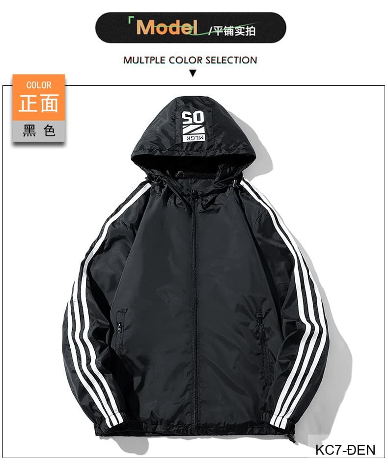 KC7 - Áo khoác nam thể thao oversize tay dài có mũ, chất liệu polyester thoáng mát, 3 màu xanh dương, đen, xanh đậm - ảnh 17