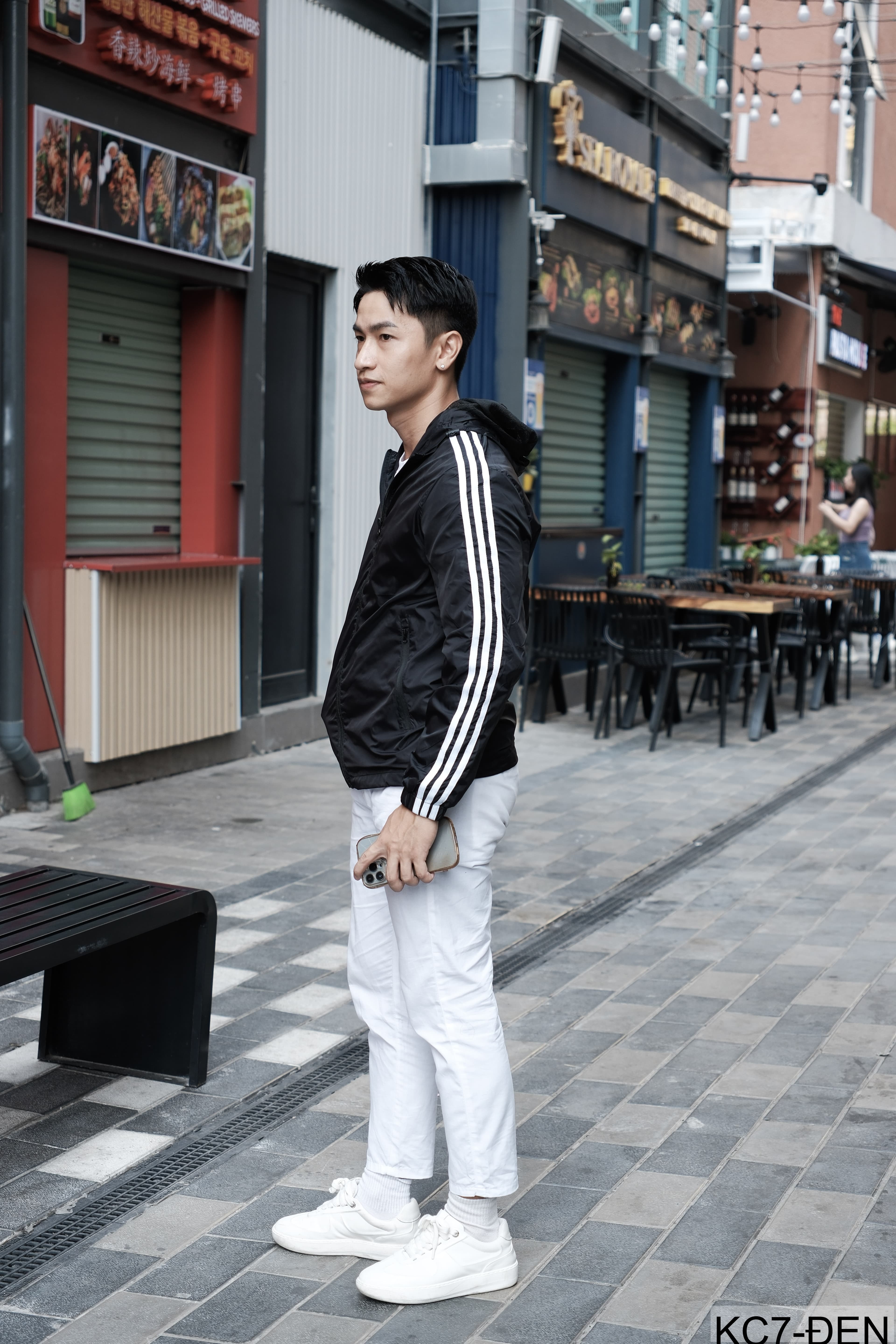 KC7 - Áo khoác nam thể thao oversize tay dài có mũ, chất liệu polyester thoáng mát, 3 màu xanh dương, đen, xanh đậm - ảnh 7