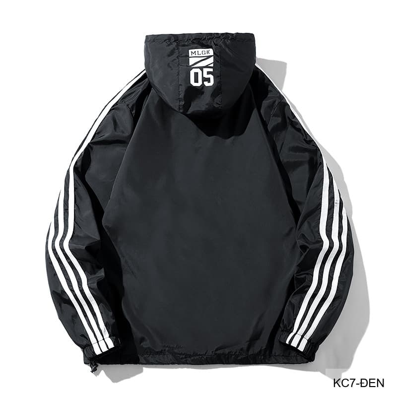 KC7 - Áo khoác nam thể thao oversize tay dài có mũ, chất liệu polyester thoáng mát, 3 màu xanh dương, đen, xanh đậm - ảnh 10