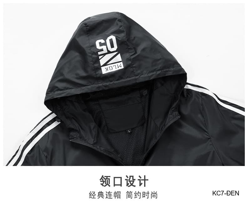 KC7 - Áo khoác nam thể thao oversize tay dài có mũ, chất liệu polyester thoáng mát, 3 màu xanh dương, đen, xanh đậm - ảnh 12