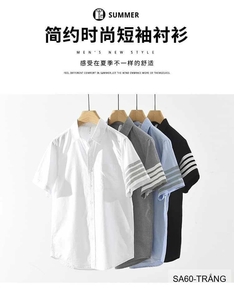 SA60 - Áo Sơ Mi Nam Tay Ngắn Phong Cách Nhật Bản Chất Cotton Thoáng Mát Đa Dụng - ảnh 14