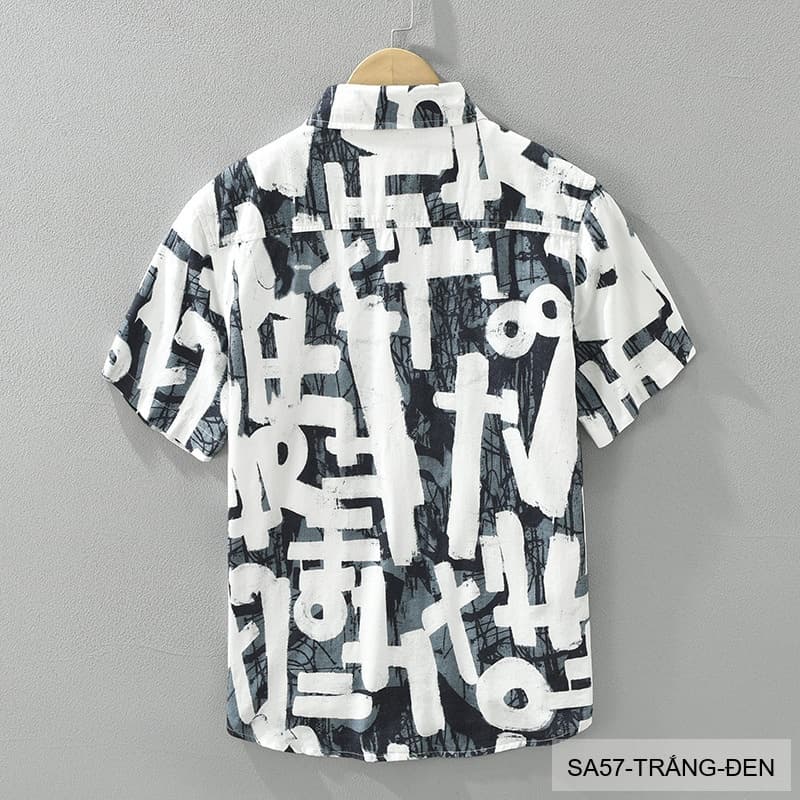 SA57 - Áo sơ mi nam tay ngắn phong cách Nhật Bản họa tiết nghệ thuật, chất cotton thoáng mát, form regular - ảnh 9