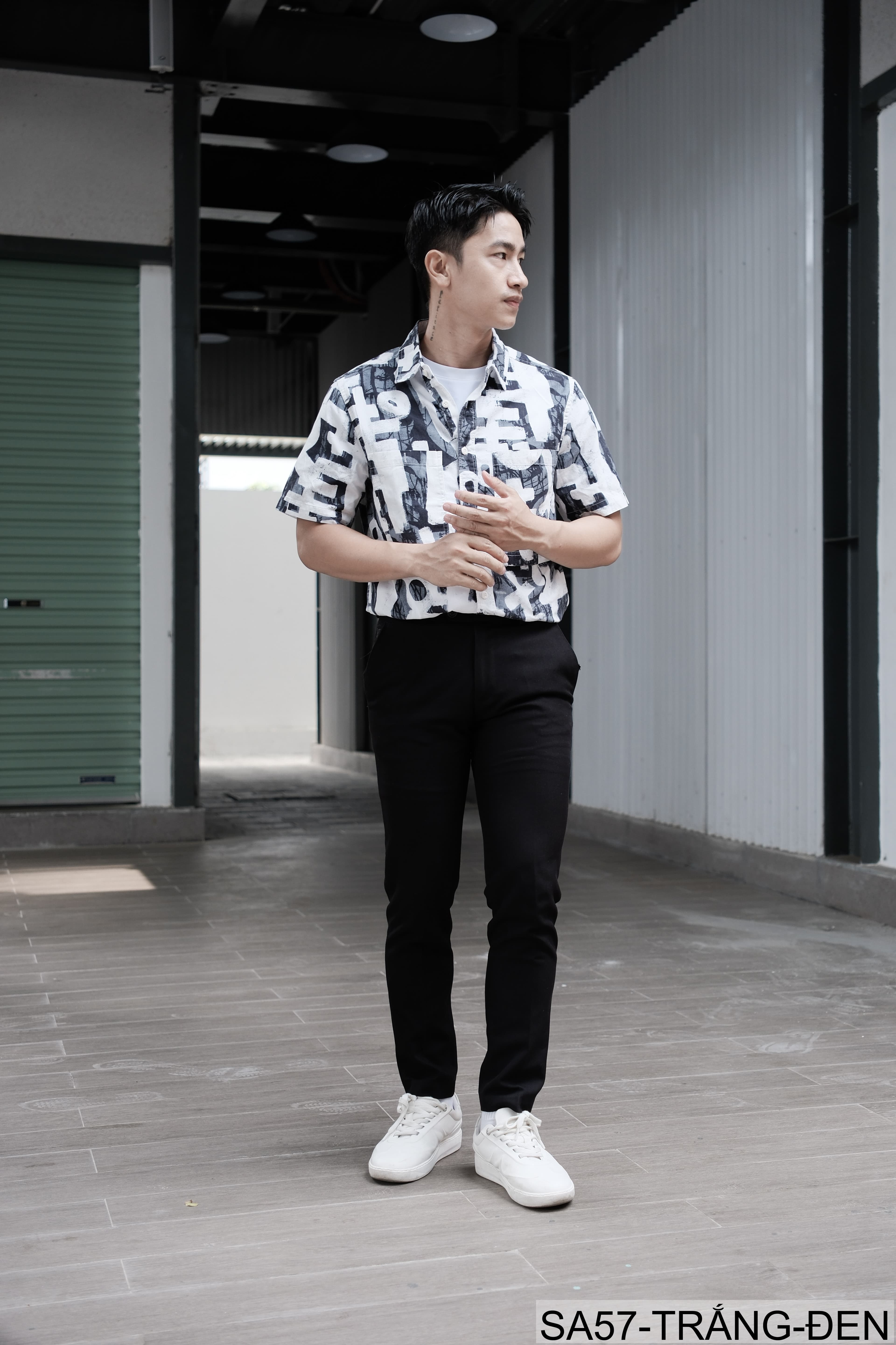 SA57 - Áo sơ mi nam tay ngắn phong cách Nhật Bản họa tiết nghệ thuật, chất cotton thoáng mát, form regular - ảnh 8