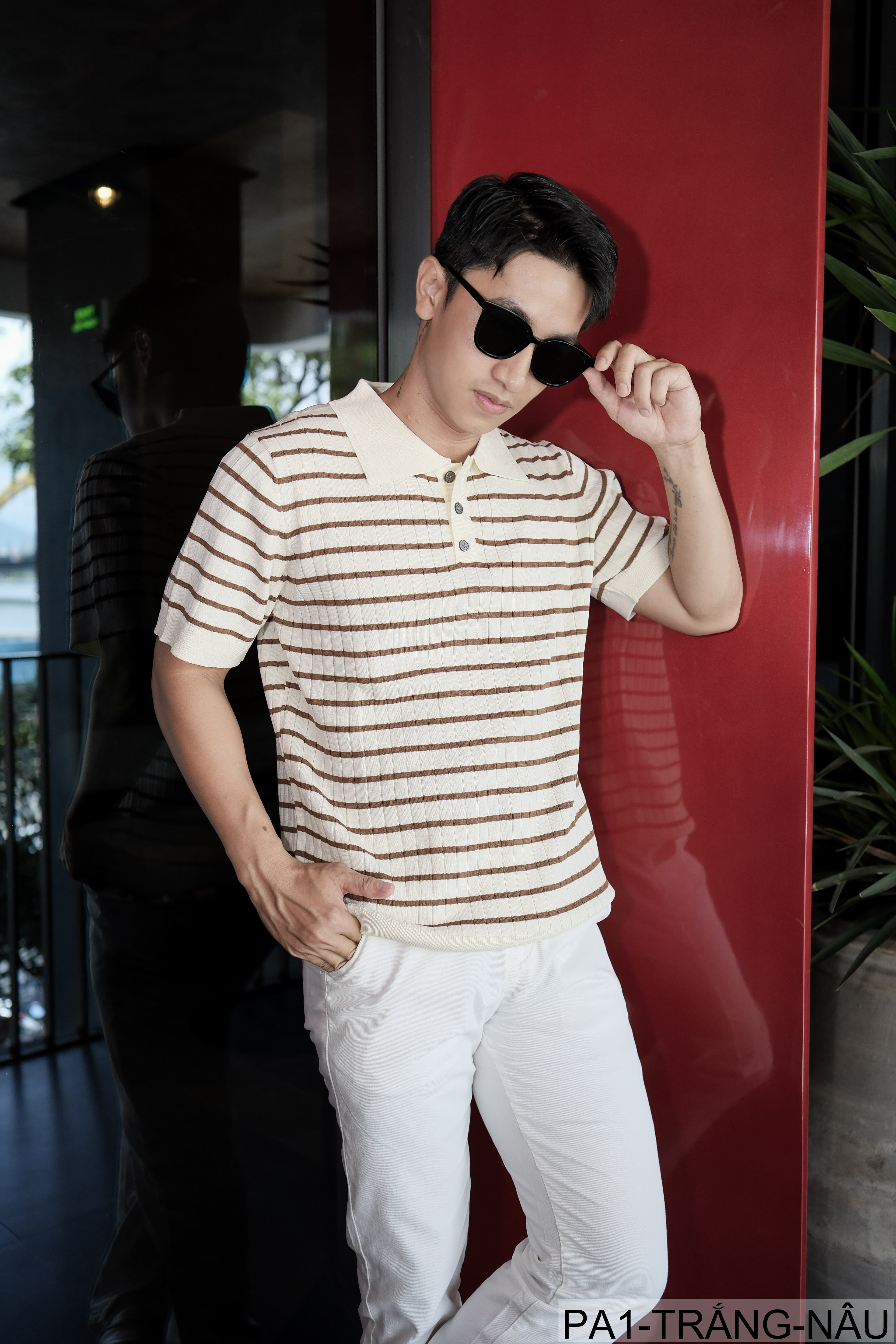 PA1 - Áo Polo Nam Kẻ Sọc Dáng Rộng Phong Cách Hàn Quốc Mùa Hè