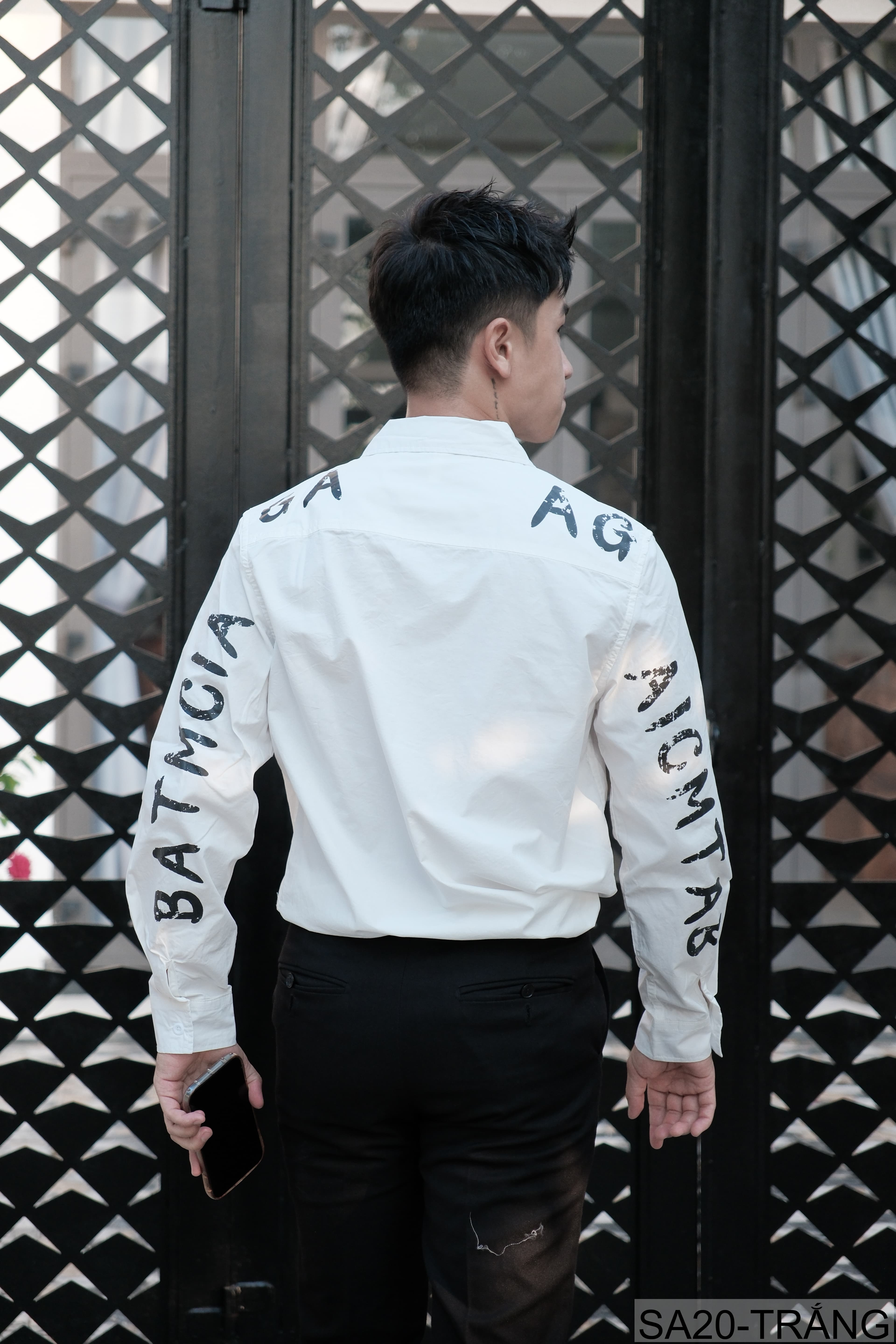 SA20 - Áo sơ mi nam tay dài in chữ BATMGA phong cách Hàn Quốc, chất cotton mềm mại, form rộng rãi