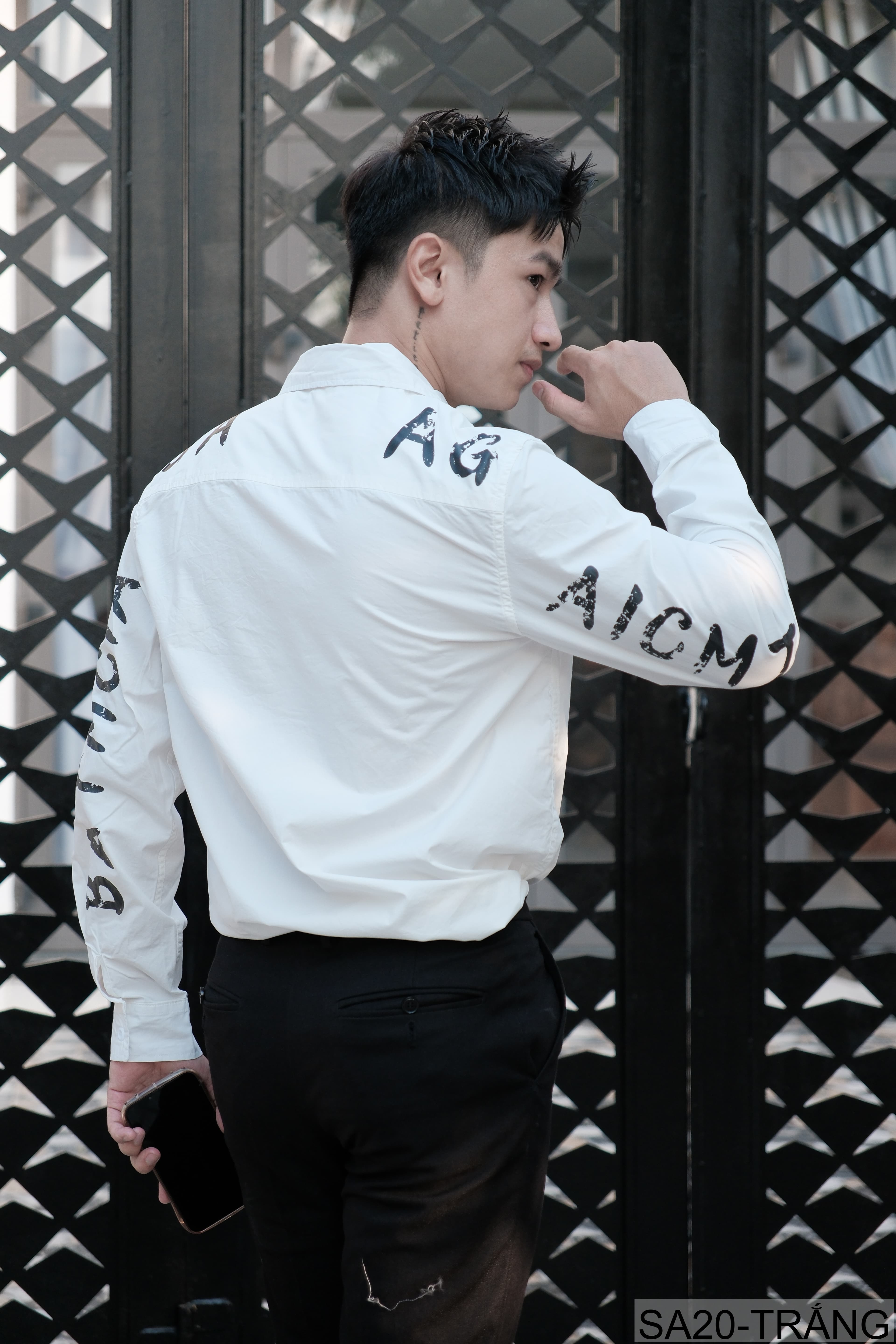 SA20 - Áo sơ mi nam tay dài in chữ BATMGA phong cách Hàn Quốc, chất cotton mềm mại, form rộng rãi - ảnh 4