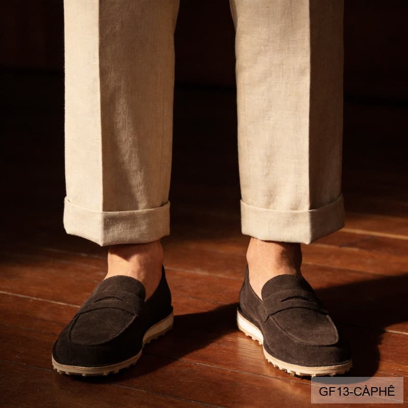GF13 - Giày lười nam đế mềm kiểu Moccasin mùa hè - Da nubuck thoáng khí