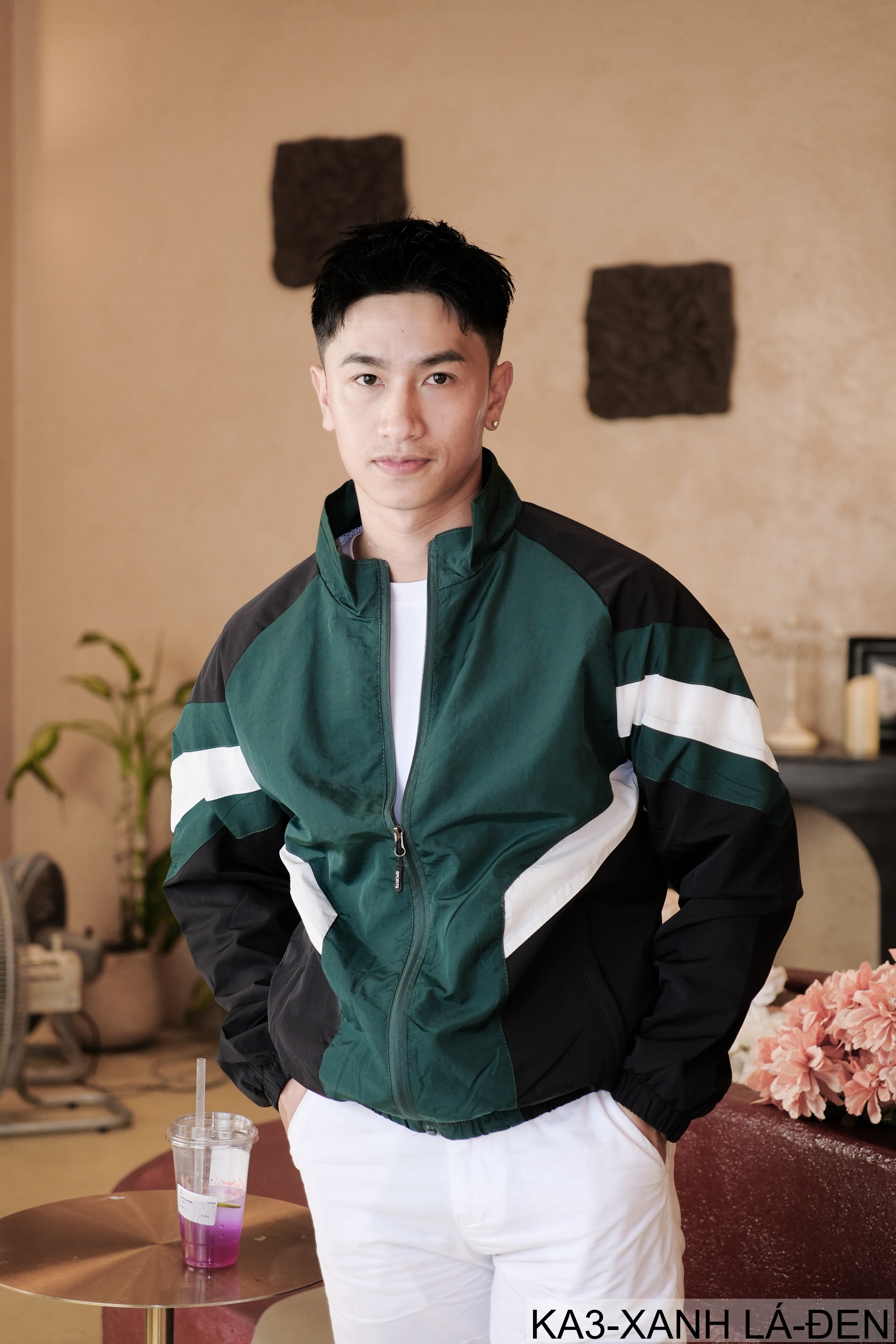 KA3 - Áo khoác nam dáng rộng phối màu cổ đứng phong cách thể thao thoáng khí mùa xuân thu - ảnh 6